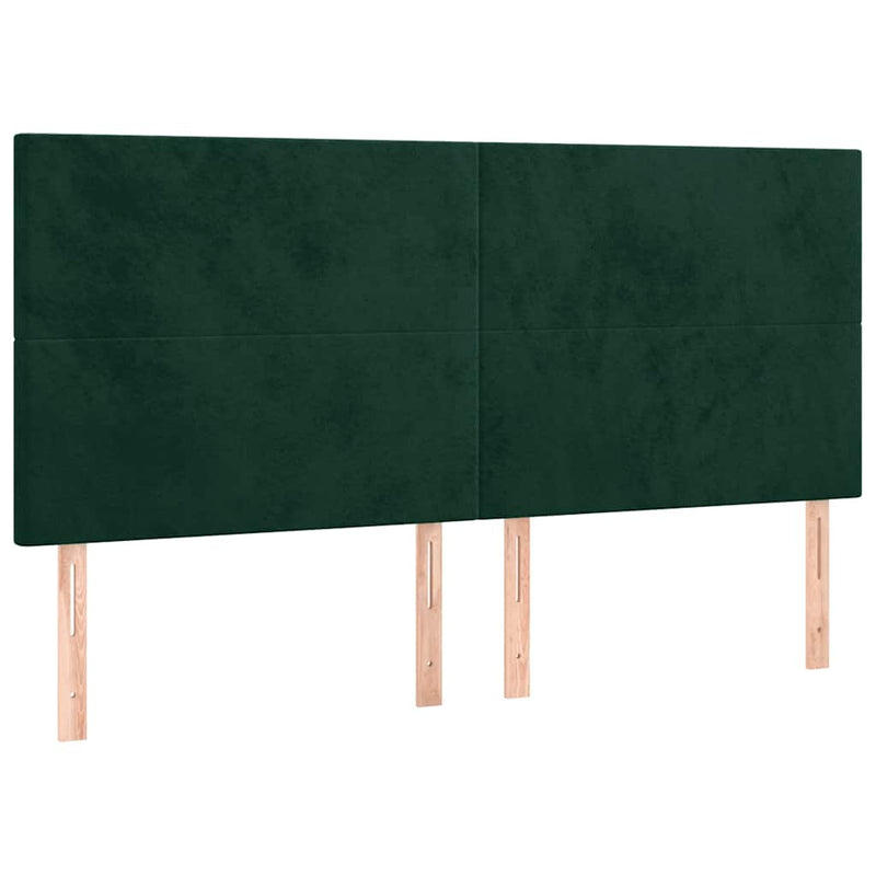 Tăblie de pat cu LED, verde închis, 180x5x118/128 cm, catifea