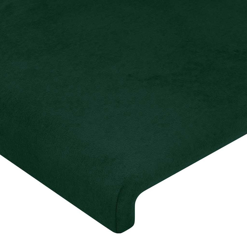 Tăblie de pat cu LED, verde închis, 180x5x118/128 cm, catifea