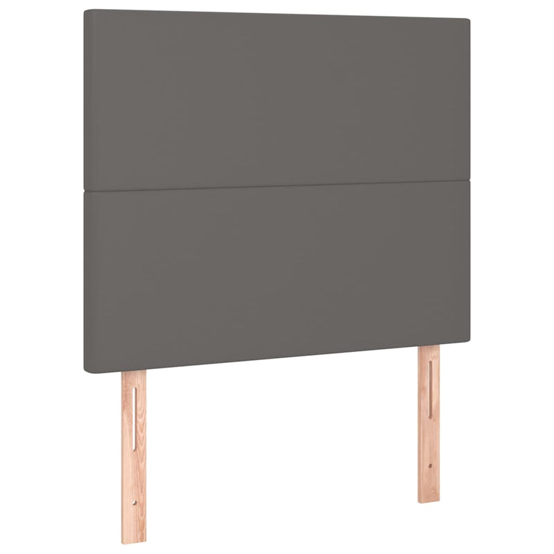 Tăblie de pat cu LED, gri, 90x5x118/128 cm, piele ecologică