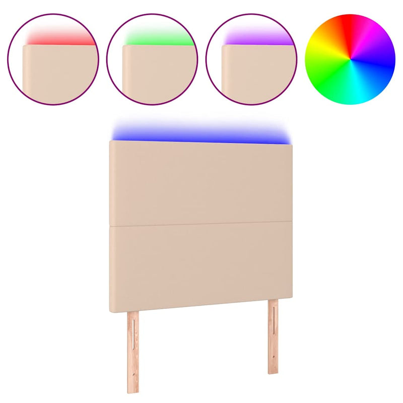 Tăblie de pat cu LED cappuccino 90x5x118/128cm, piele ecologică