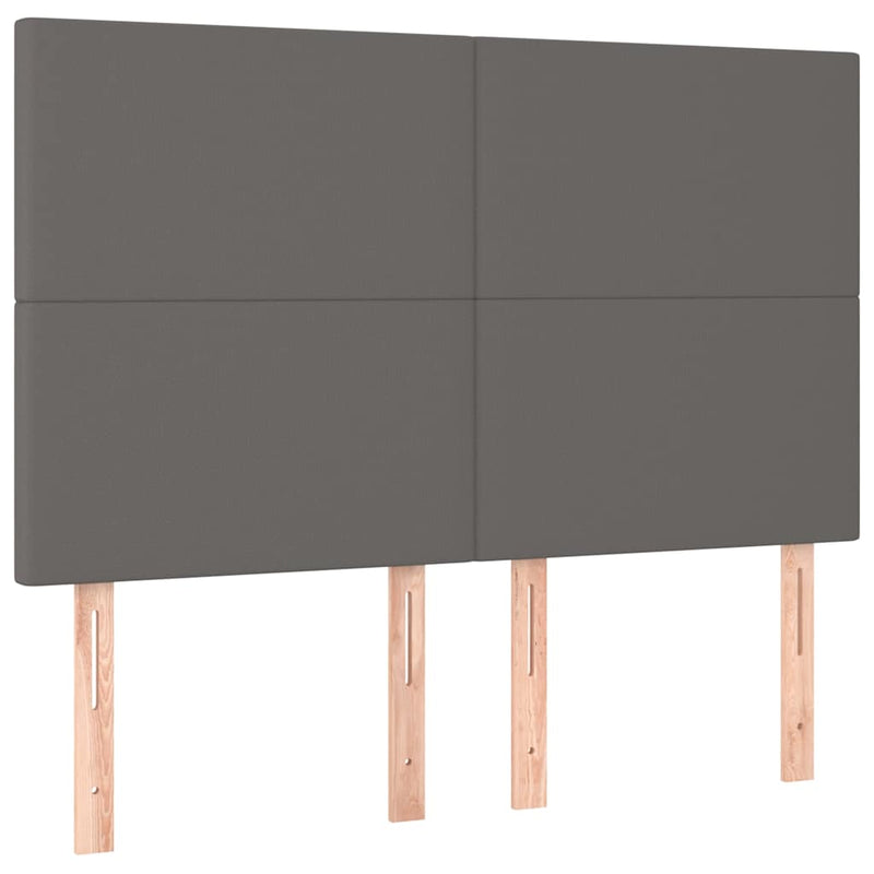 Tăblie de pat cu LED, gri, 144x5x118/128 cm, textil