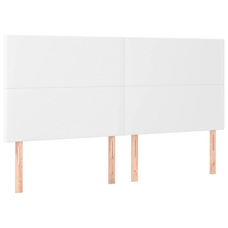 Tăblie de pat cu LED, alb, 180x5x118/128 cm, piele ecologică
