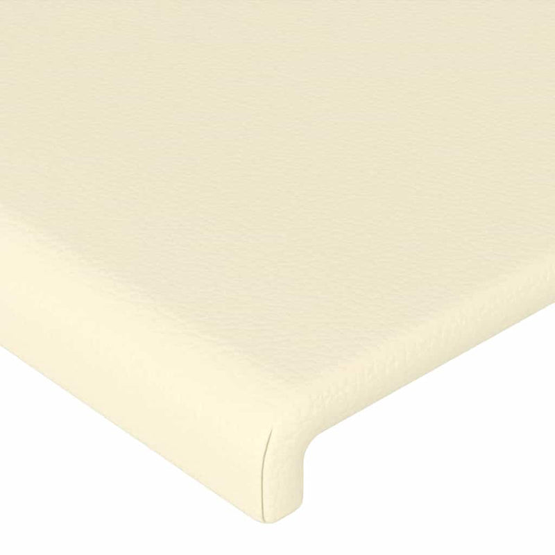 Tăblie de pat cu LED, crem, 200x5x118/128 cm, piele ecologică