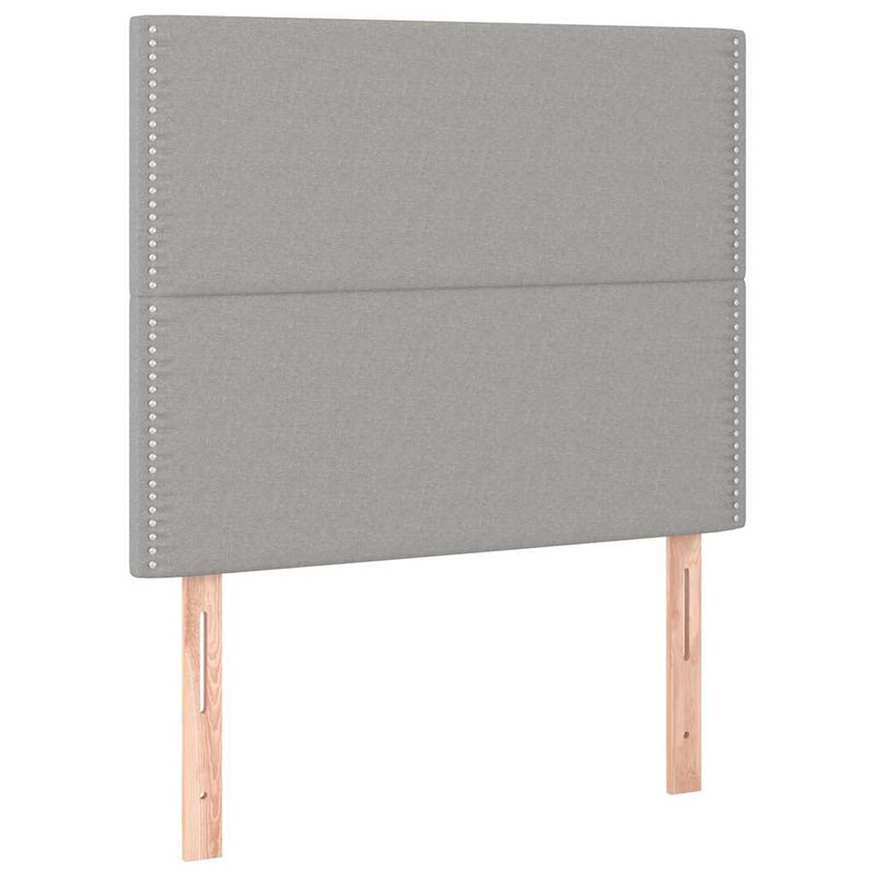 Tăblie de pat cu LED, gri deschis, 90x5x118/128 cm, textil