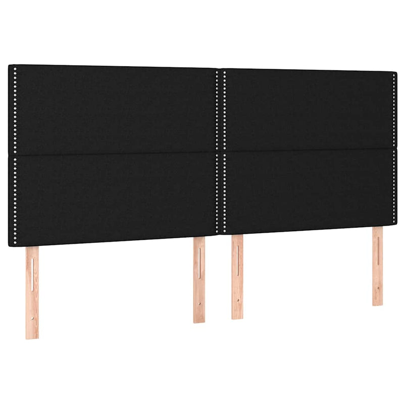 Tăblie de pat cu LED, negru, 180x5x118/128 cm, textil