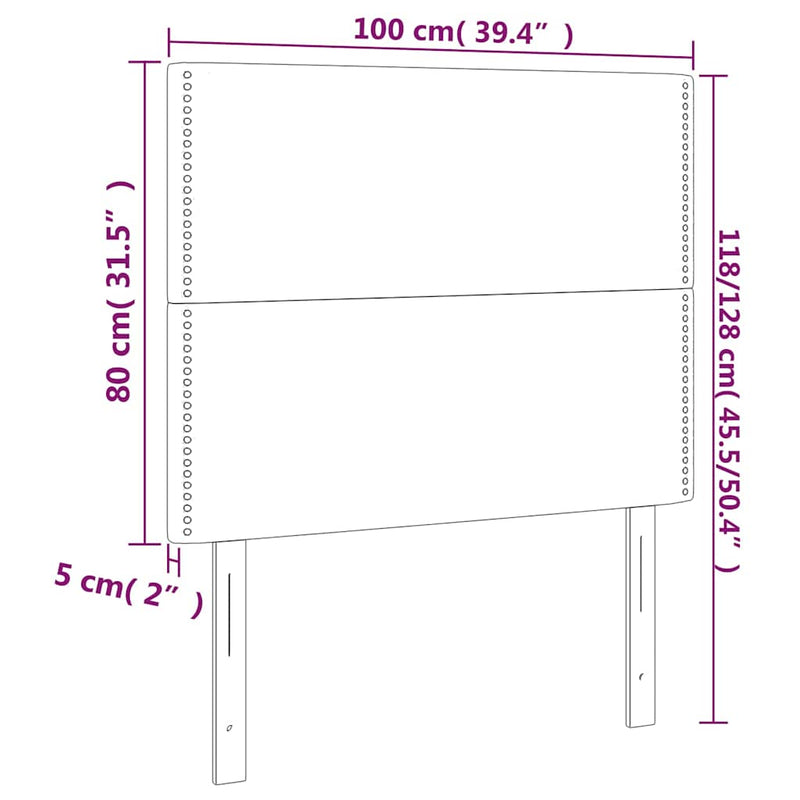 Tăblie de pat cu LED, alb, 100x5x118/128 cm, piele ecologică