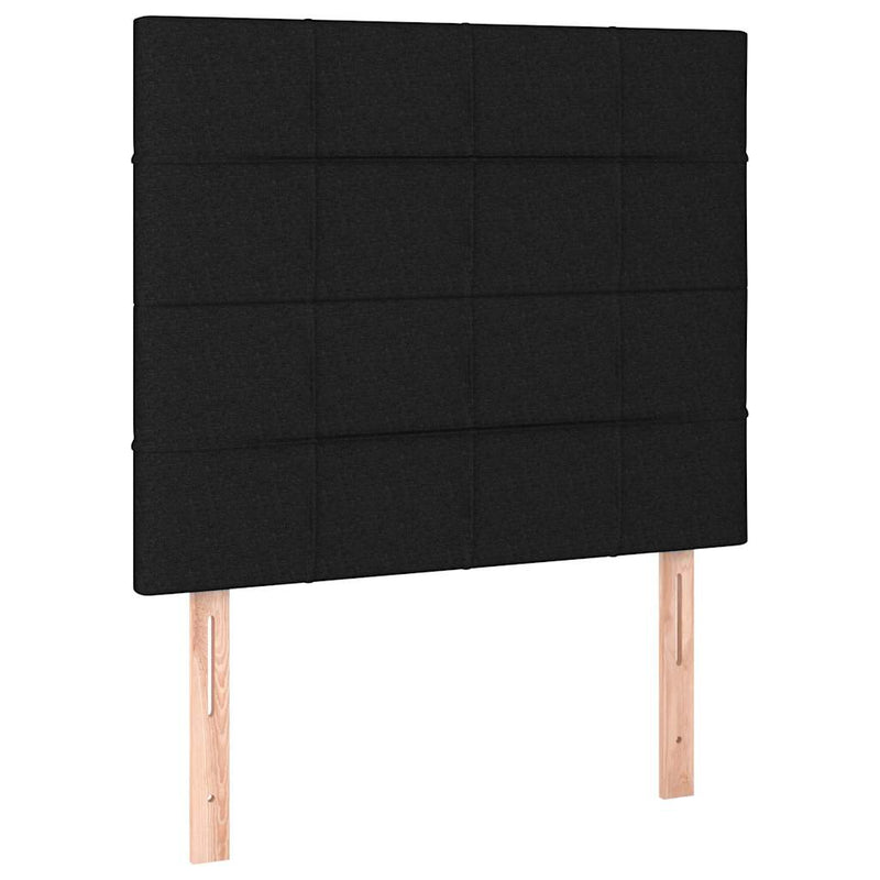 Tăblie de pat cu LED, negru, 80x5x118/128 cm, textil
