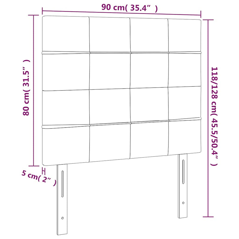 Tăblie de pat cu LED, negru, 90x5x118/128 cm, textil