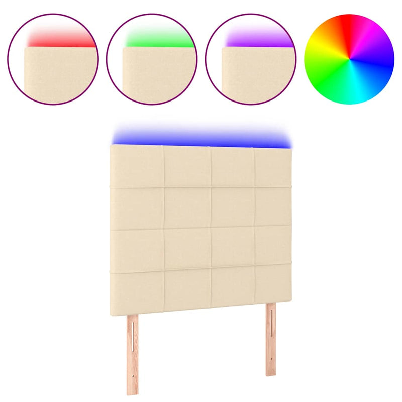 Tăblie de pat cu LED, crem, 100x5x118/128 cm, textil