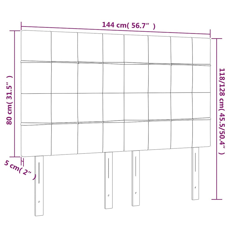 Tăblie de pat cu LED, gri închis, 144x5x118/128 cm, textil