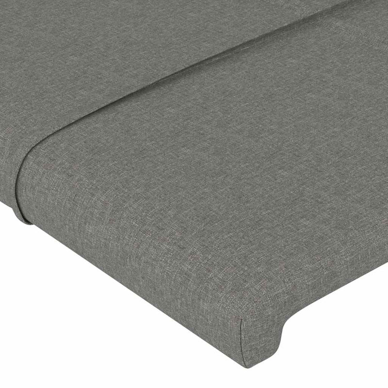 Tăblie de pat cu LED, gri închis, 180x5x118/128 cm, textil