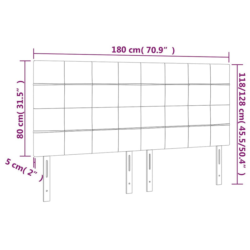 Tăblie de pat cu LED, crem, 180x5x118/128 cm, textil