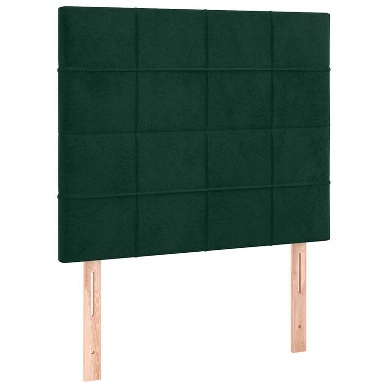 Tăblie de pat cu LED, verde închis, 100x5x118/128 cm, catifea