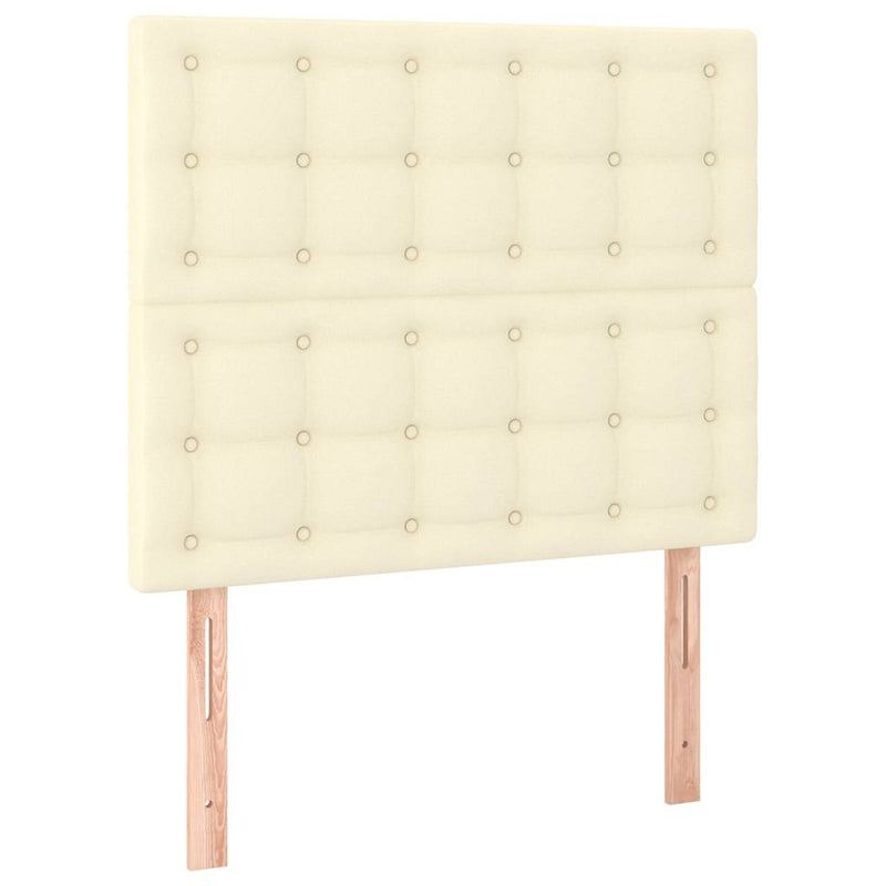 Tăblie de pat cu LED, crem, 90x5x118/128 cm, piele ecologică