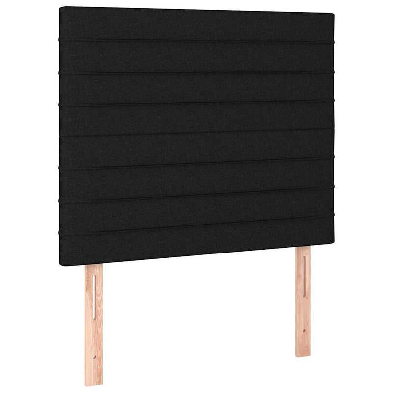 Tăblie de pat cu LED, negru, 80x5x118/128 cm, textil