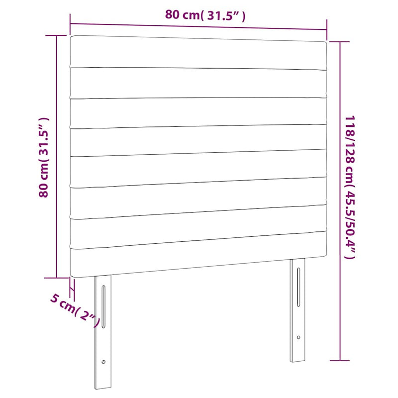 Tăblie de pat cu LED, albastru, 80x5x118/128 cm, textil