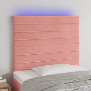 Tăblie de pat cu LED, roz, 80x5x118/128 cm, catifea