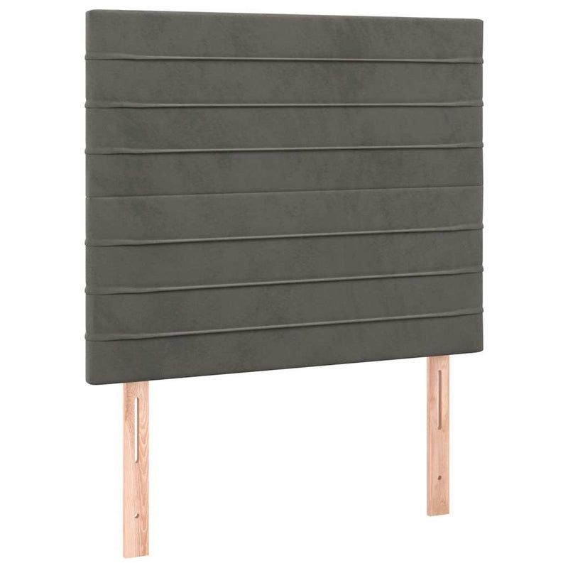 Tăblie de pat cu LED, gri închis, 100x5x118/128 cm, textil