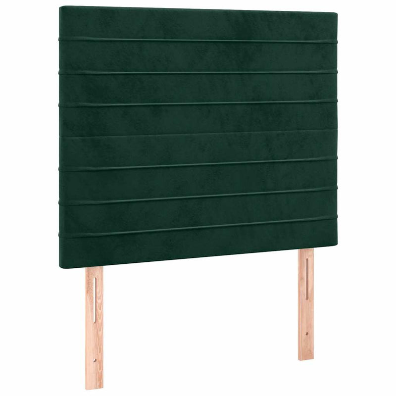 Tăblie de pat cu LED, verde închis, 100x5x118/128 cm, catifea