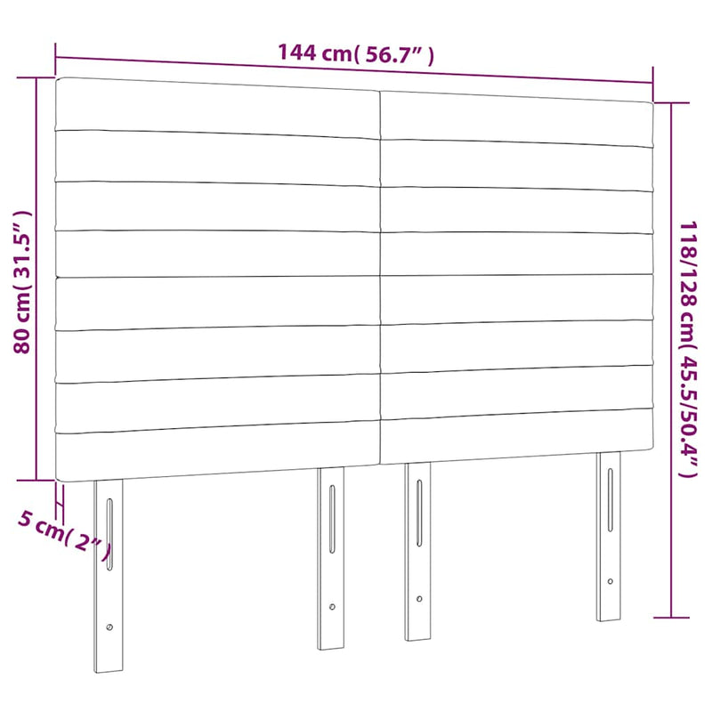 Tăblie de pat cu LED, albastru închis, 144x5x118/128cm, catifea