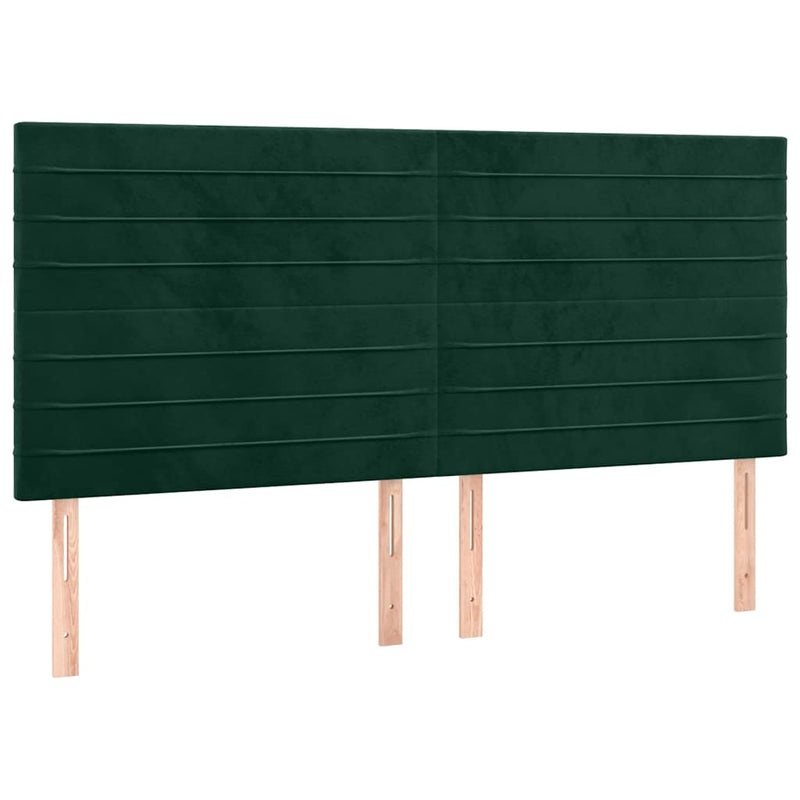 Tăblie de pat cu LED, verde închis, 160x5x118/128 cm, catifea