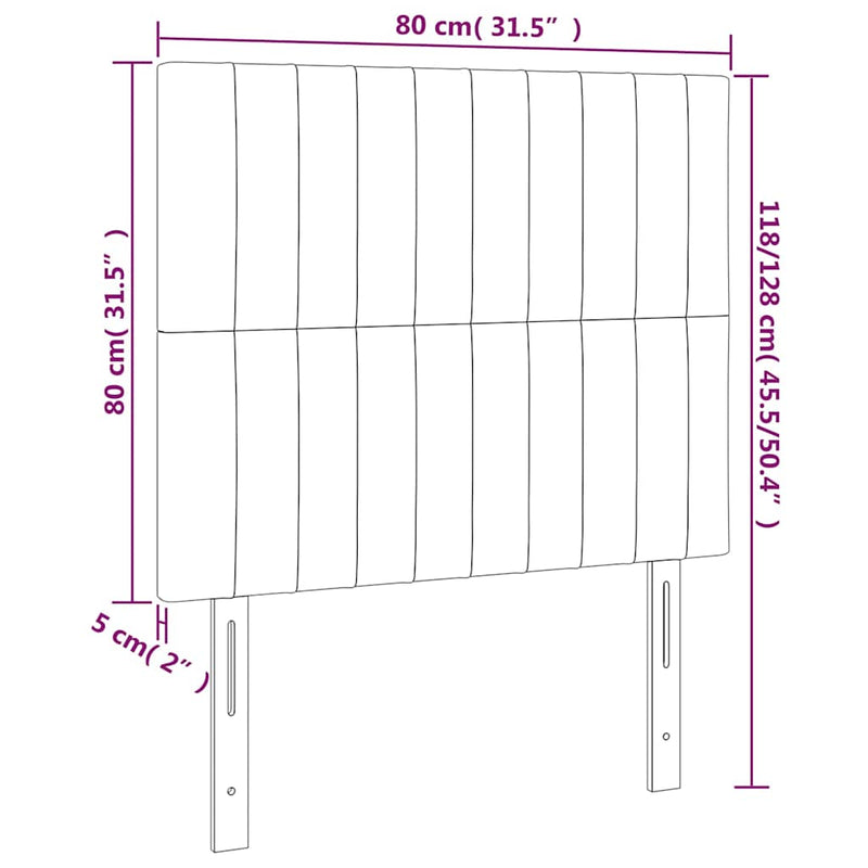 Tăblie de pat cu LED, gri deschis, 80x5x118/128 cm, textil