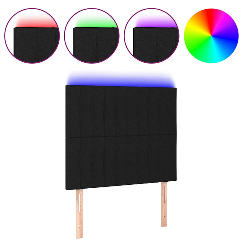Tăblie de pat cu LED, negru, 80x5x118/128 cm, textil