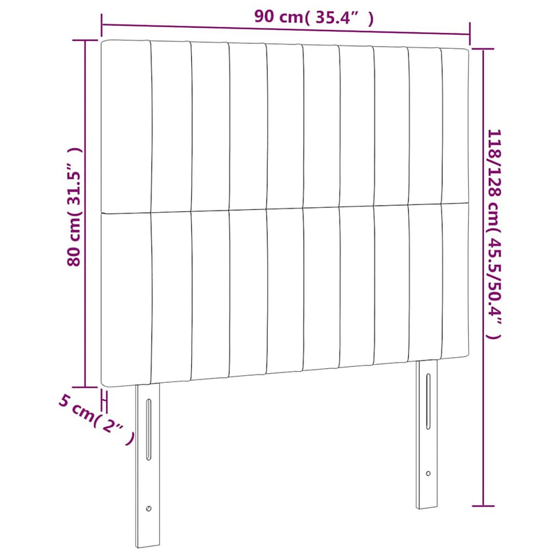 Tăblie de pat cu LED, negru, 90x5x118/128 cm, textil