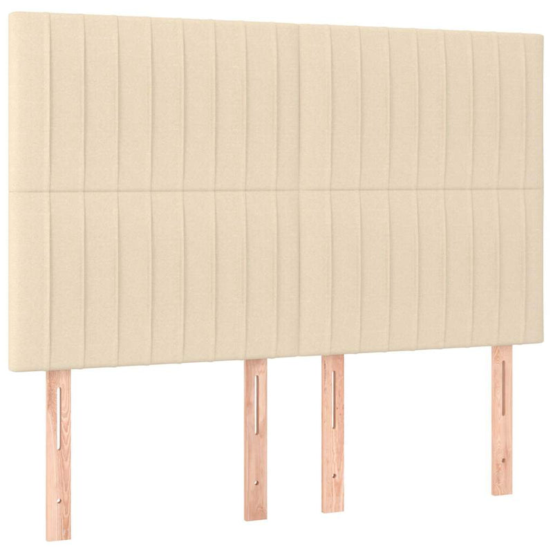 Tăblie de pat cu LED, crem, 144x5x118/128 cm, textil