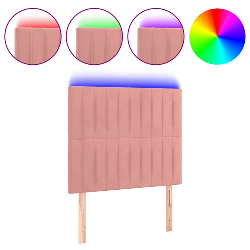 Tăblie de pat cu LED, roz, 80x5x118/128 cm, catifea