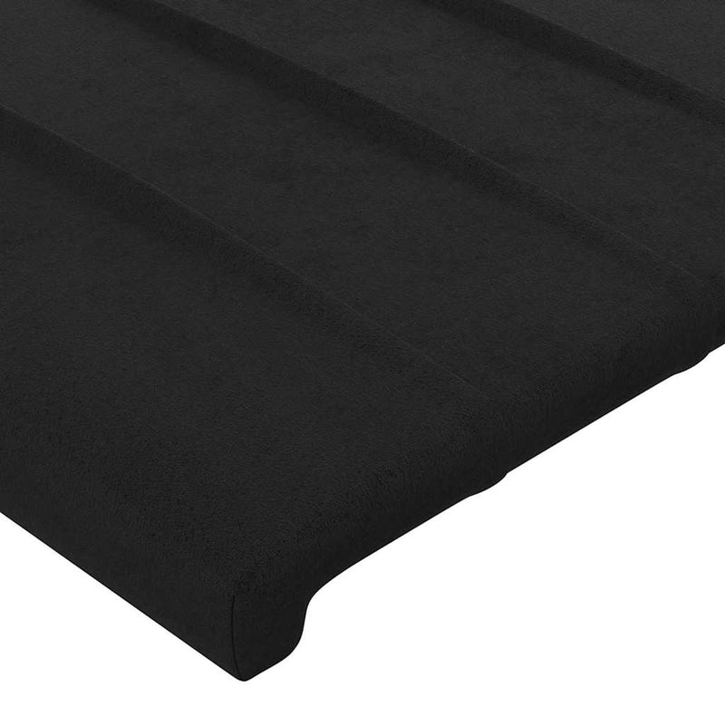 Tăblie de pat cu LED, negru, 90x5x118/128 cm, catifea