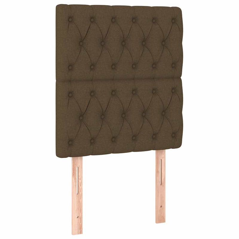Tăblie de pat cu LED, maro închis, 80x7x118/128 cm, textil