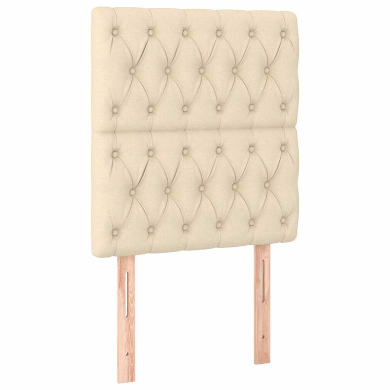 Tăblie de pat cu LED, crem, 80x7x118/128 cm, textil