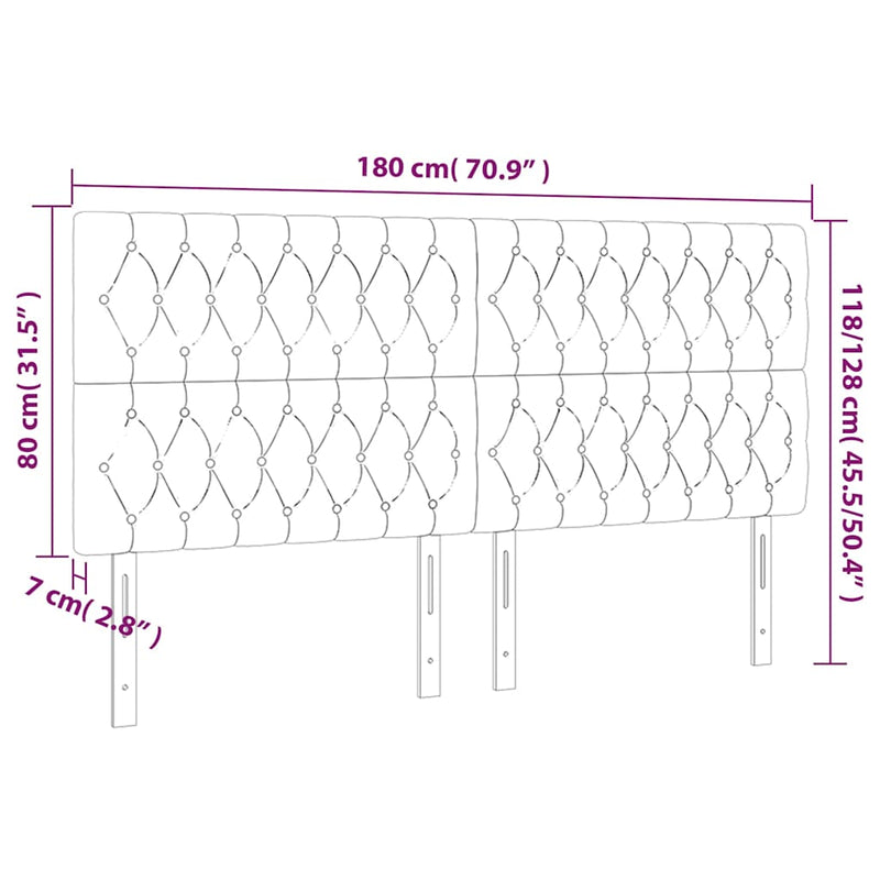 Tăblie de pat cu LED, negru, 180x7x118/128 cm, textil