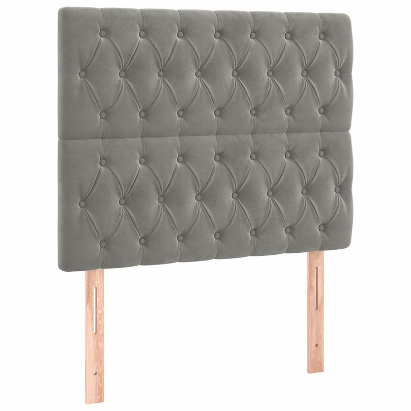 Tăblie de pat cu LED, gri deschis, 90x7x118/128 cm, catifea