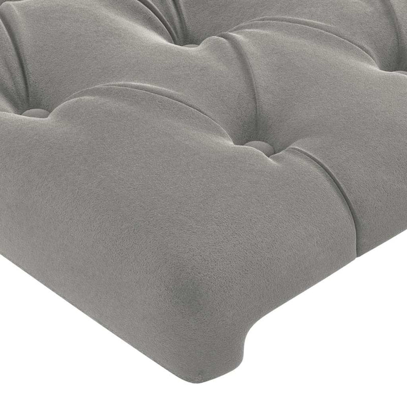 Tăblie de pat cu LED, gri deschis, 90x7x118/128 cm, catifea