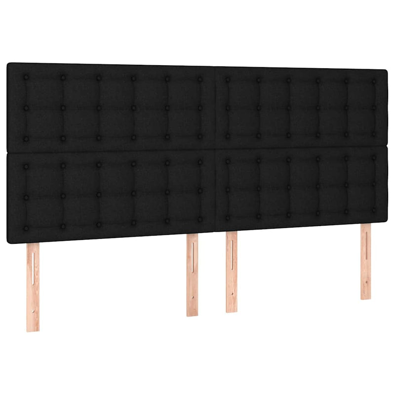 Tăblie de pat cu LED, negru, 200x5x118/128 cm, textil
