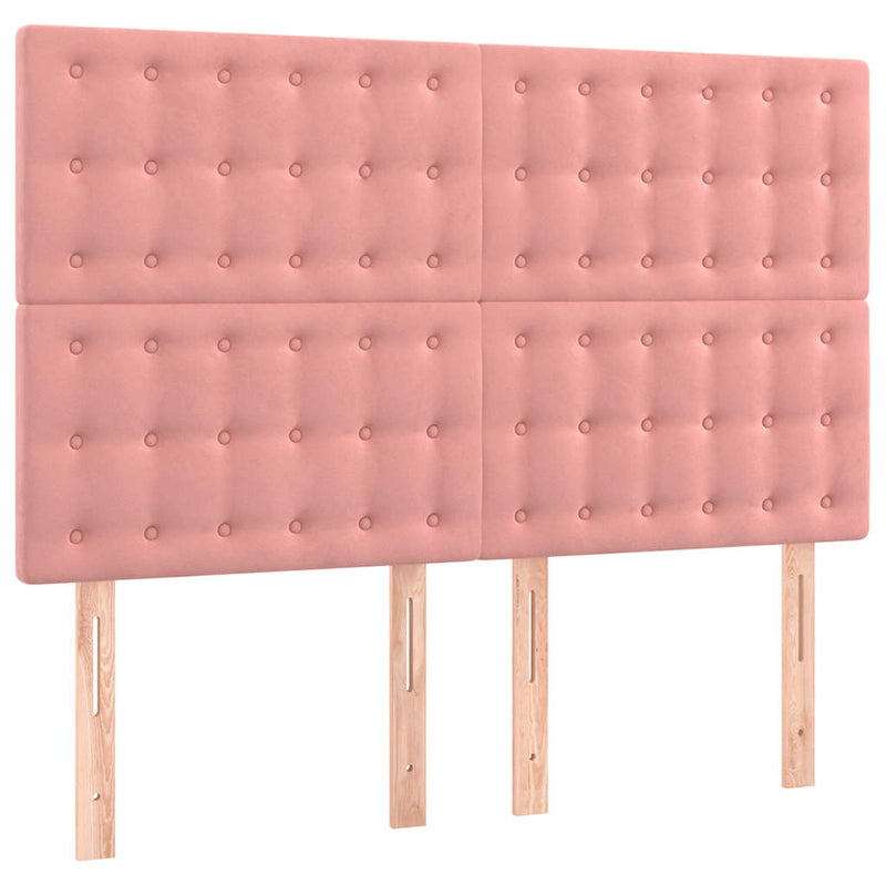 Tăblie de pat cu LED, roz, 144x5x118/128 cm, catifea