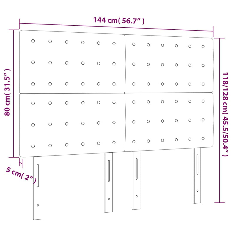 Tăblie de pat cu LED, roz, 144x5x118/128 cm, catifea