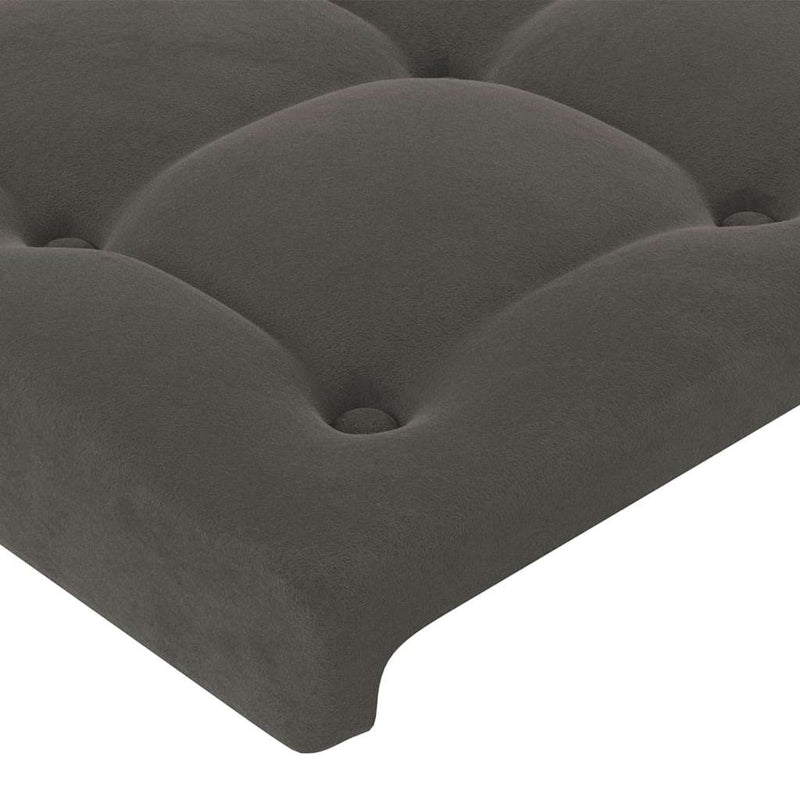 Tăblie de pat cu LED, gri închis, 180x5x118/128 cm, catifea