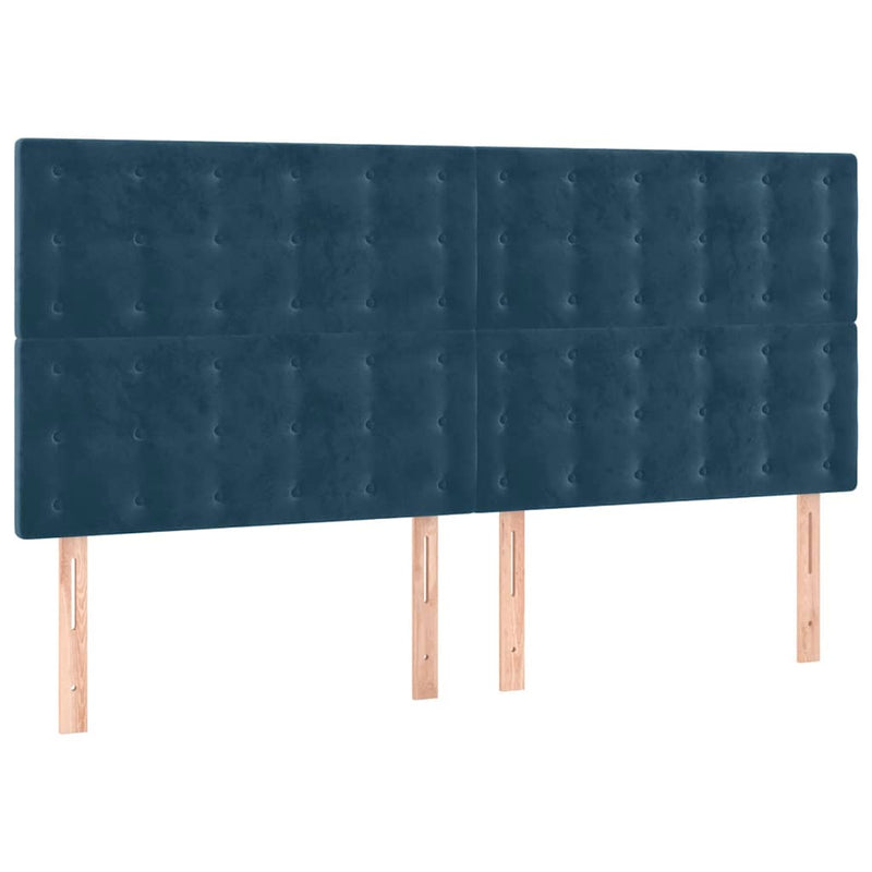 Tăblie de pat cu LED, albastru închis, 180x5x118/128cm, catifea