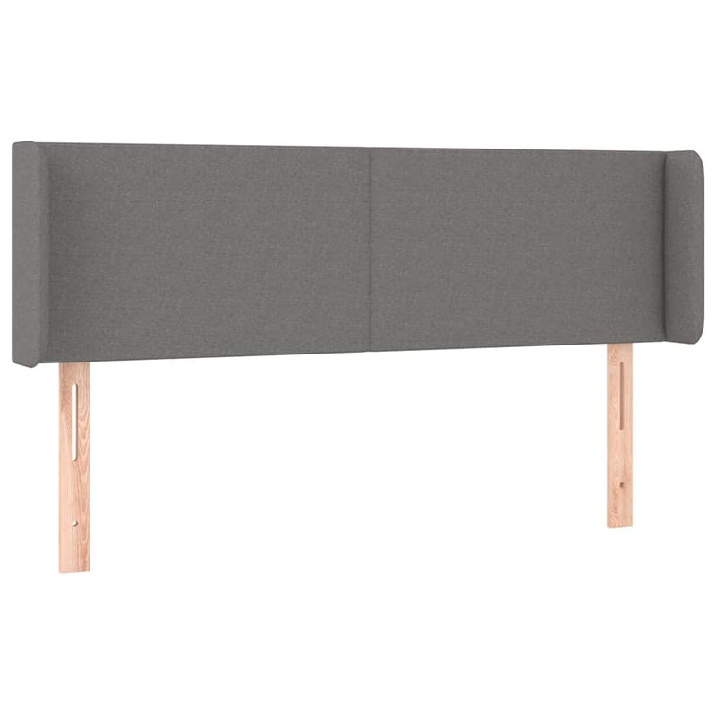 Tăblie de pat cu LED, gri închis, 147x16x78/88 cm, textil