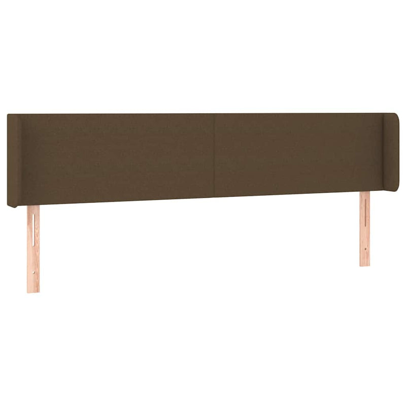 Tăblie de pat cu LED, maro închis, 183x16x78/88 cm, textil