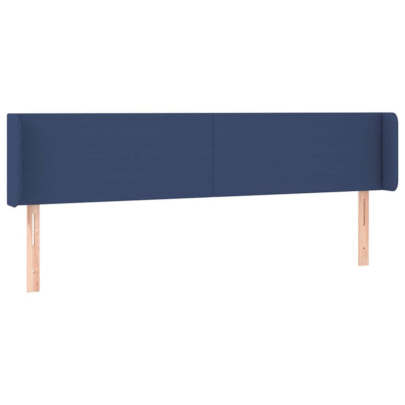 Tăblie de pat cu LED, albastru, 183x16x78/88 cm, textil
