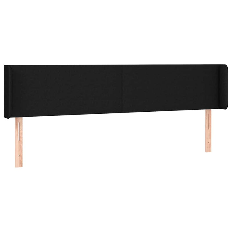 Tăblie de pat cu LED, negru, 203x16x78/88 cm, textil