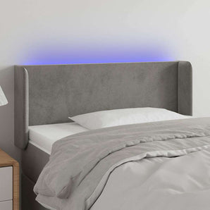 Tăblie de pat cu LED, gri deschis, 83x16x78/88 cm, catifea