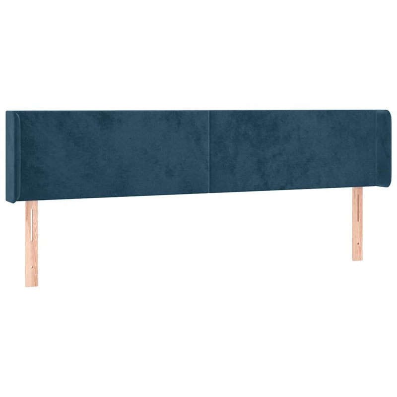 Tăblie de pat cu LED, albastru închis, 163x16x78/88 cm, catifea