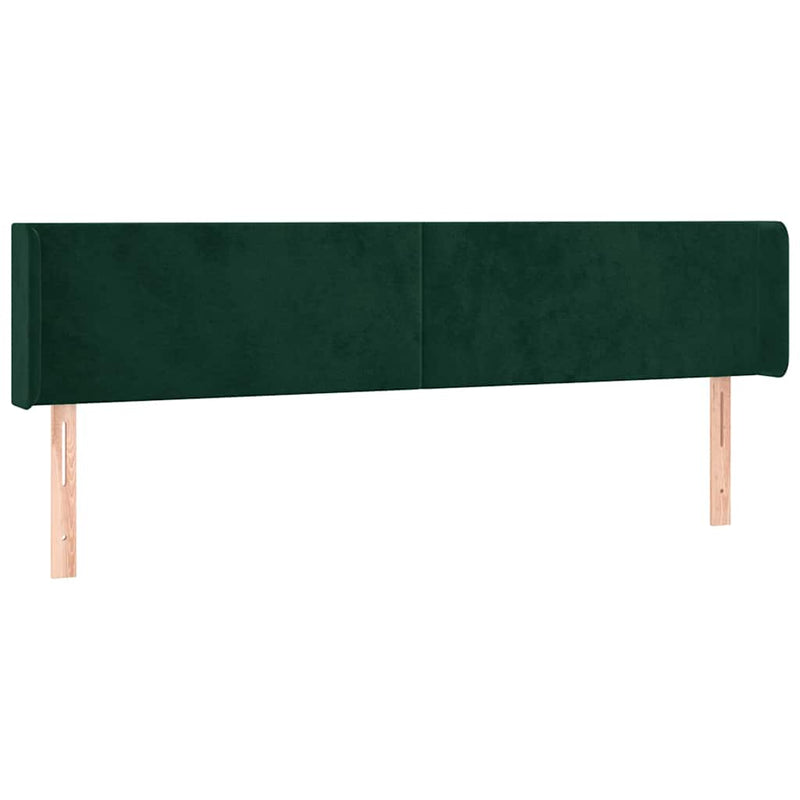 Tăblie de pat cu LED, verde închis, 203x16x78/88 cm, catifea
