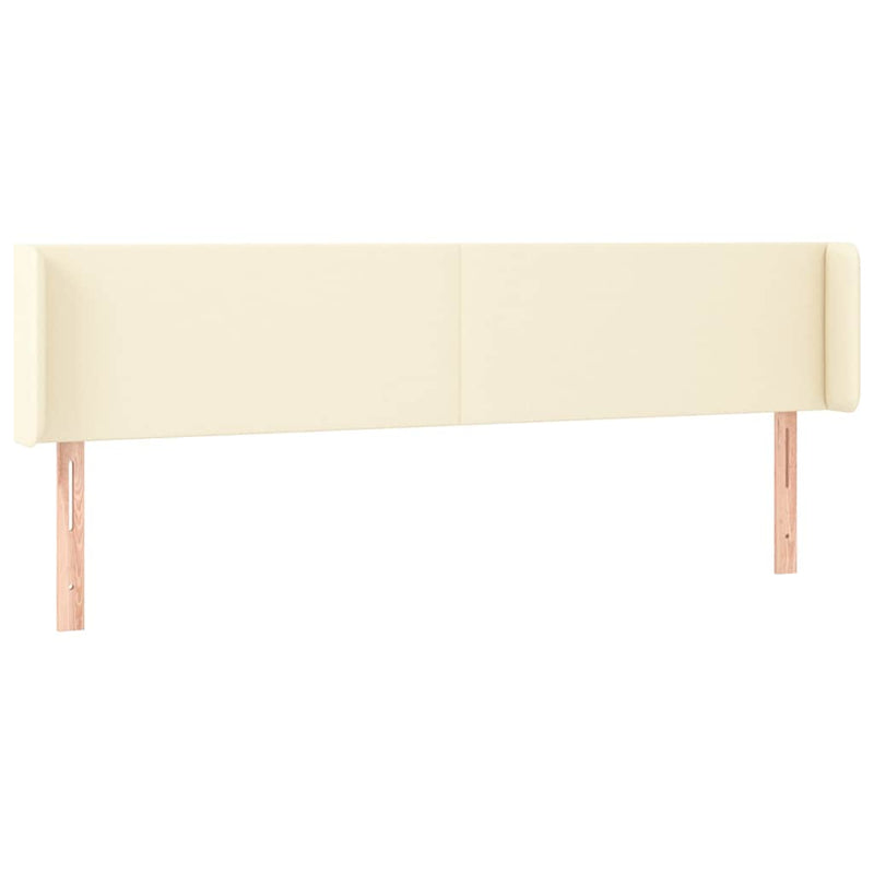Tăblie de pat cu LED, crem, 183x16x78/88 cm, piele ecologică