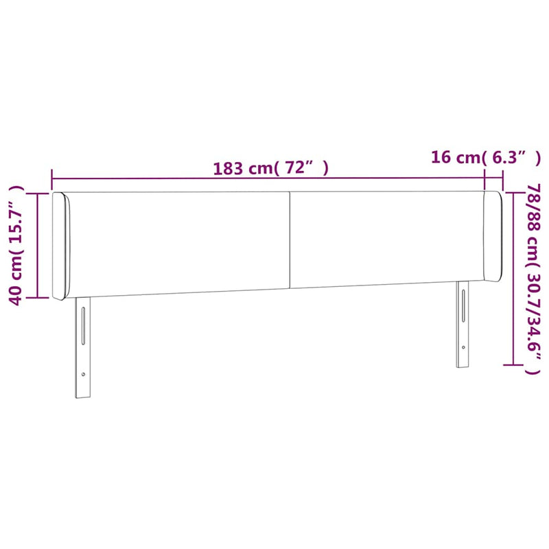 Tăblie de pat cu LED cappuccino 183x16x78/88 cm piele ecologică